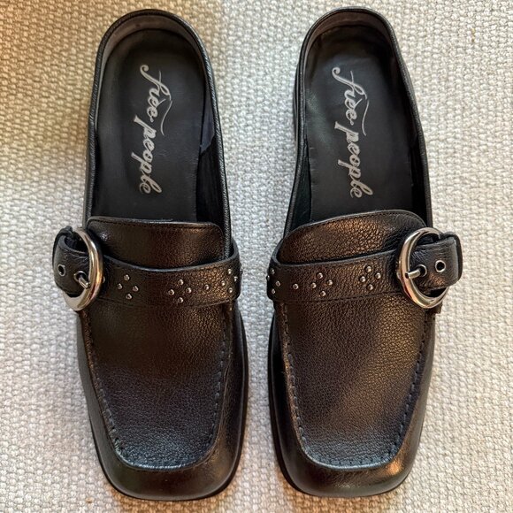 NEW IN BOX Free People Mazie Loafer Mule in Black Leather - Size 7.5 - Picture 1 of 6